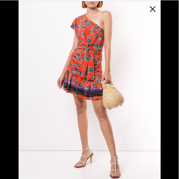 derek lam 10 crosby one shoulder gathered mini dress